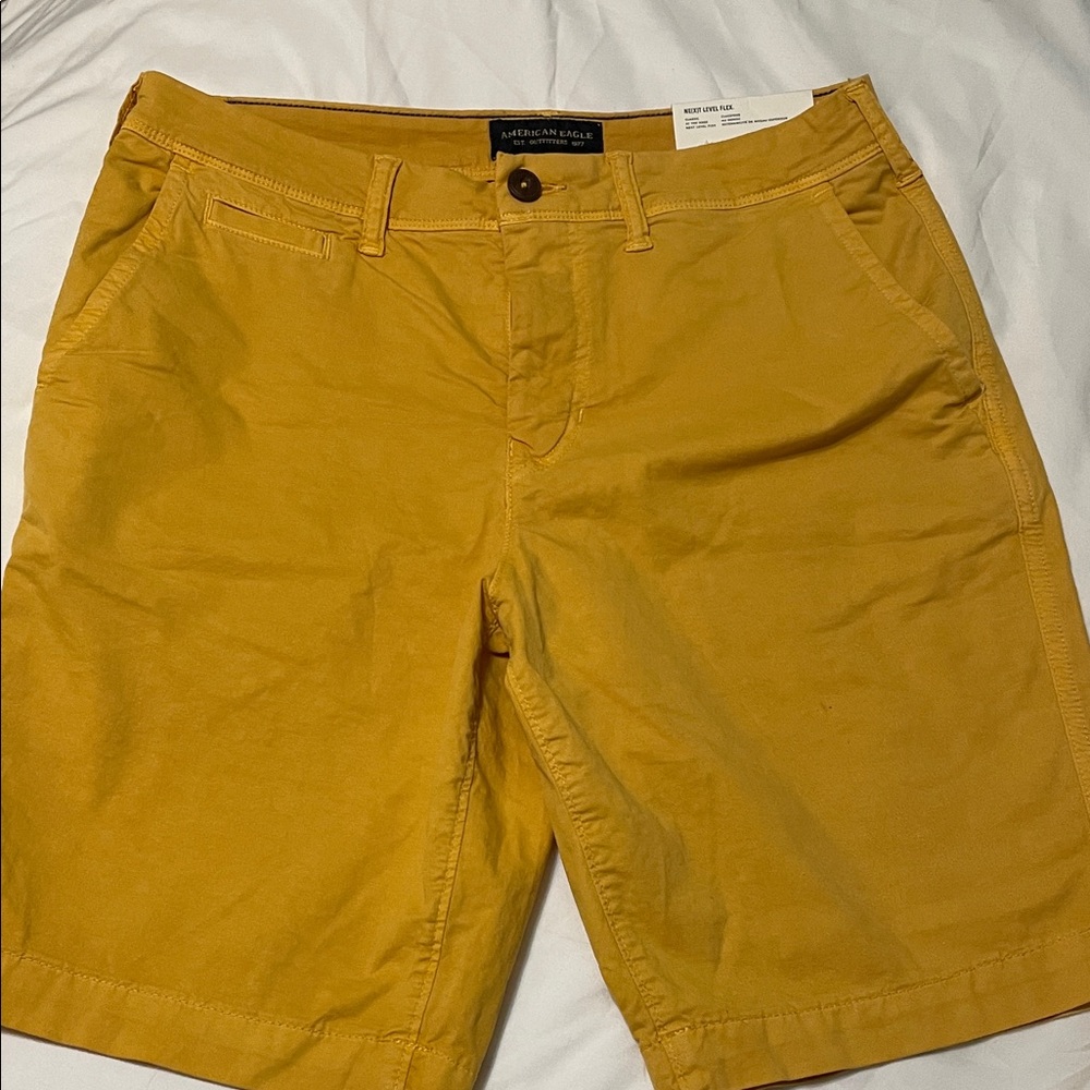 American Eagle Men's Mustard Flat Front Shorts